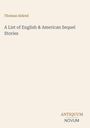 "Thomas Aldred, A List of English & American Sequel Stories, ANTIQUUM NOVUM unten rechts. Schlichtes Design auf beigem Hintergrund."