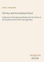 Text: "John L. Alexander, The Boy and the Sunday School, A Manual of Principle and Method for the Work of the Sunday School..." Unten rechts steht "ANTIQUM NOVUM". Hintergrund ist beige.