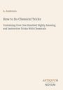 Titel: "How to Do Chemical Tricks" von A. Anderson. Untertitel betont über 100 lustige und lehrreiche chemische Tricks. Unten steht "ANTIQUM NOVUM" als Verlagslogo. Hintergrund in hellem Beige.