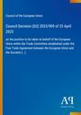 Titel: "Council Decision (EU) 2023/909 of 25 April 2023". Blauer Hintergrund, Logo "AQ Antiphon Verlag".