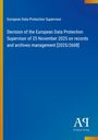 "Decision of the European Data Protection Supervisor of 25 November 2025," blaue Abdeckung mit kleinem Logo unten rechts.