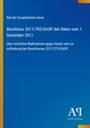 Text mit gelbem Streifen links, unter anderem: "Rat der Europäischen Union" und "Antiphon Verlag". Blaues Hintergrunddesign.
