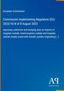 Text zur EU-Verordnung zur Anti-Dumping-Abgabe auf Wolframkarbidprodukte, blau-gelber Hintergrund, Antiphon Verlag-Logo.