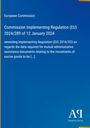 Europäische Kommission: Text über EU-Durchführungsverordnung. Blaues Design mit kleinem gelben Rand.
