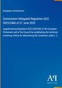 Text: "European Commission, Commission Delegated Regulation (EU) 2023/2486", blauem Hintergrund, unten rechts Logo.