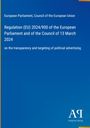 Text: EU Verordnung 2024/900 vom 13. März 2024 über politische Werbung. Hintergrund: Blau mit gelber Umrandung.
