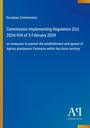 Commission Implementing Regulation (EU) 2024/434 zum Schutz vor Agrilus planipennis. Blaues Design mit Logo unten.