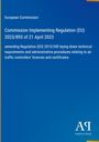 Ein blauer Hintergrund mit EU-Verordnungstexten. Oben steht "European Commission", unten "Antiphon Verlag".