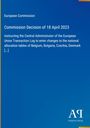 Text über eine EU-Entscheidung vom 18. April 2023 auf blauem Hintergrund, unten rechts "Antiphon Verlag".