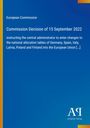 Text über eine Entscheidung der Europäischen Kommission vom 15. September 2022, blaues Design, Verlag-Logo.