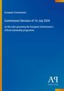 Europäische Kommission; Entscheidung vom 16. Juli 2026 zu Trainee-Programmregeln, darunter Verlag-Logo von Antiphon. Blaue Fläche.