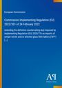 Die Texte beschreiben eine EU-Verordnung zur Verlängerung von Antisubventionsmaßnahmen für Glasfaserstoffe. Oben links steht "European Commission". Unten rechts ist das Logo des Antiphon Verlags.