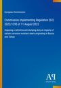 Text: Europäische Kommission, Verordnung (EU) 2022/1395, Importzölle auf korrosionsbeständige Stähle, Russland, Türkei. Blaues Design.