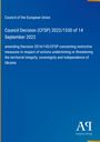 "Council Decision (CFSP) 2022/1530 of 14 September 2022" in Weiß auf blauem Hintergrund, unten rechts Logo AR.