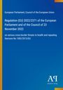Text über EU-Verordnung auf blauem Hintergrund. Links gelber Streifen, unten rechts kleines Logo "Antiphon Verlag".