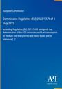 Europäische Kommission, Verordnung (EU) 2022/1379 vom 5. Juli 2022. Blauer Hintergrund mit einem Logo unten rechts.