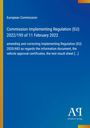 Text oben: "European Commission". Darunter Informationen zur EU-Verordnung 2022/195. Design mit blauem Hintergrund. Logo rechts unten.