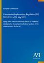 Titel: "Commission Implementing Regulation (EU) 2022/2105". Blauer Hintergrund mit gelben Farbakzenten.