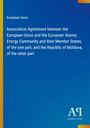 Europäische Union: Assoziierungsabkommen zwischen EU, EAG und Moldau. Hintergrund in Blau, unten Logo von Antiphon Verlag.