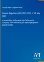 Council Regulation (EU) 2021/1173 vom 13. Juli 2021; blau mit weißem Text; Logo: Antiphon Verlag.