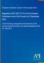 "Regulation (EU) 2021/2116" in Weiß auf Blau. Logo unten rechts. Dezentes Design.