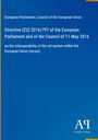 Text: "Directive (EU) 2016/797 on rail system interoperability." Blaues Cover mit Verlag-Logo unten rechts.