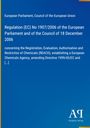 Text: Regulation (EC) No 1907/2006 on REACH. Blauer Hintergrund, Antiphon Verlag Logo in der Ecke.