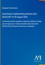 Titel: "Commission Implementing Decision (EU) 2024/2207". Thema: Notfallmaßnahmen für Griechenland bezüglich Schaf- und Ziegenpocken. Blaues Layout mit gelbem Rand und Verlagslogo "AR Antiphon Verlag" unten rechts.