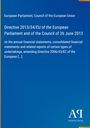 Text: "Directive 2013/34/EU...Parliament and Council of 26 June 2013". Blaues Cover mit gelbem Rand und dem Logo "AP".