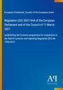 Beschreibungen der EU-Verordnung 2021/444 und des Zollprogramms auf blauem Hintergrund mit EU-Logo und Verlagsname.