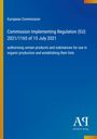 Text: "European Commission, Commission Implementing Regulation (EU) 2021/1165 of 15 July 2021". Blau mit gelb. Logo unten.