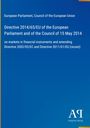 Directive 2014/65/EU der EU vom 15. Mai 2014 über Finanzinstrumentmärkte. Blaues Cover mit Logo "AR Antiphon Verlag".