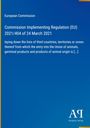 Text: "European Commission, Commission Implementing Regulation (EU) 2021/404..." Vor blauem Hintergrund, Logo unten rechts.