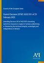 Council Decision (CFSP) 2022/331 vom 25. Februar 2022, Änderungen zu Maßnahmen zur Unterstützung der Ukraine. Blaues Design.