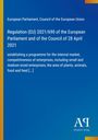 Text über EU-Verordnung 2021/690 und Programm für Wettbewerbsfähigkeit, Pflanzen, Tiere, Lebensmittel auf blauem Hintergrund.