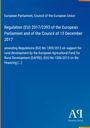 Regulation (EU) 2017/2393 zur Unterstützung der ländlichen Entwicklung, blauer Hintergrund, Verlag unten rechts.