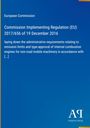Europäische Kommission, Regelung EU 2017/656 zu Emissionsgrenzen und Typgenehmigung mobiler Maschinen. Blau mit gelbem Rand.