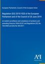 Regulation (EU) 2019/1020 über Marktüberwachung. Oben Text, unten ein Verlagslogo „AQ Antiphon Verlag“. Hintergrund blau.