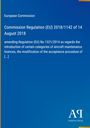 Text der Europäischen Kommission zur Änderungsverordnung von Flugzeugwartungslizenzen auf blauem Hintergrund.