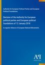 Text auf blauem Hintergrund: "Decision of the Authority for European political parties... 12 January 2018". Unten Logo "Antiphon Verlag".