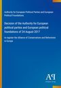 Titel in Weiß auf Blau, beschreibt die Registrierung einer politischen Allianz durch eine europäische Behörde. Logo unten rechts.