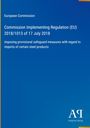 Text: European Commission, Commission Implementing Regulation, Antiphon Verlag. Blaues Cover mit gelbem Streifen links.