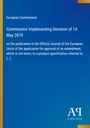 Text: "European Commission, Commission Implementing Decision of 14 May 2019." Blauer Hintergrund mit einem gelben Rand links.