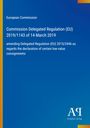"Commission Delegated Regulation (EU) 2019/1143 of 14 March 2019" auf blauem Hintergrund; links gelber Streifen.