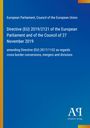 Text: Richtlinie (EU) 2019/2121 über grenzüberschreitende Umwandlungen, Fusionen und Spaltungen. Blaues Design mit Logo.