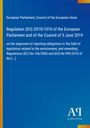 Text zur EU-Verordnung 2019/1010 über Berichtspflichten und Umweltschutz auf blauem Hintergrund mit gelbem Rand.