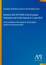 Directive (EU) 2019/904, European Parliament, reduction of plastic impact, blauer Hintergrund, Antiphon Verlag Logo.