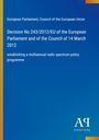 Text: "Decision No 243/2012/EU... 14 March 2012." Blauer Hintergrund, gelber Randstreifen links. Logo "AQ Antiphon Verlag" unten rechts.