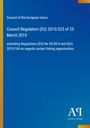 „Council Regulation (EU) 2015/523 of 25 March 2015“, blauer Hintergrund, Text rechtsbündig unten, Antiphon Verlag.