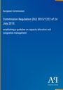 "Commission Regulation (EU) 2015/1222 of 24 July 2015" steht auf blauem Hintergrund mit gelbem Rand. Darunter ein Logo.